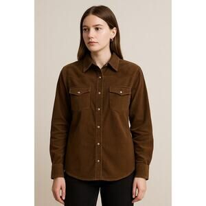 NWT Columbia Corduroy Snap Shirt Women’s XL Brown 100% Cotton Shacket heritage